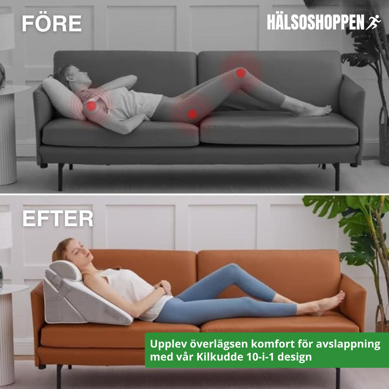 Kigepude 10-i-1 med Memory Foam – Justerbar Stødkudde for Ryg og Ben