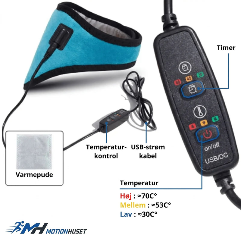 Elektrisk Nakkestøtte med Varme – Justerbar Temperatur og Timer