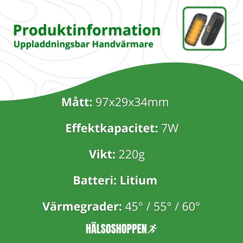 Uppladdningsbara Handværmare for Kalla Hænder – Magnetiska, 3 Værmelægen