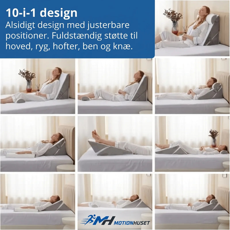 Kigepude 10-i-1 med Memory Foam – Justerbar Stødkudde for Ryg og Ben