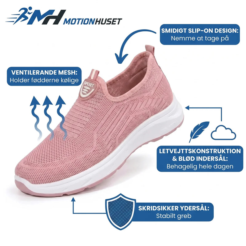 Komfortable Slip-On Sneakers til Damer – Lette Gåsko med Mesh