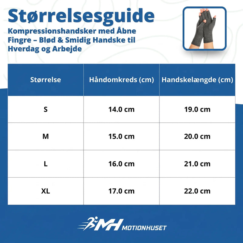 Kompressionshandskar med Øppna Fingrar – Bløde & Smidiga for Hverdag og Arbete