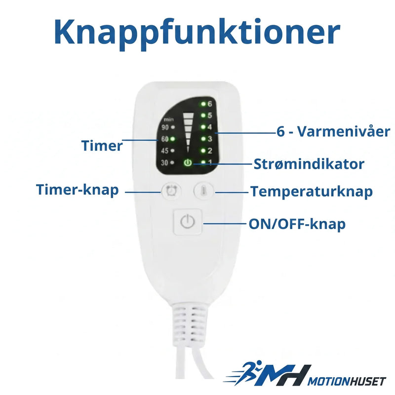 Stor værmedyna 40 x 76 cm inkl timer