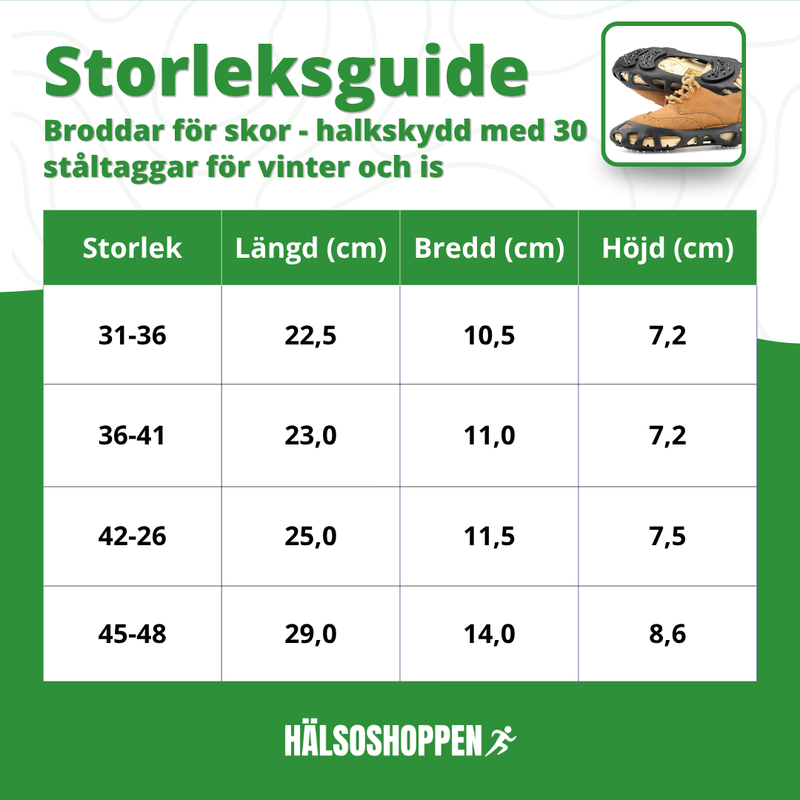 Broddar for Sko – Halkskydd med 30 Ståltaggar for Vinter & Is