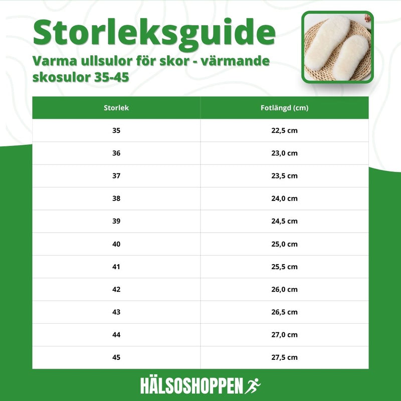 Varma ullsulor for sko – værmande skosulor 35-45