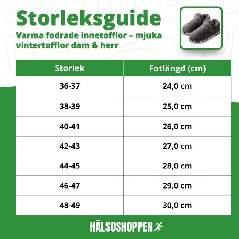 Varma fodrade innetofflor – bløde vintertofflor dam & herr