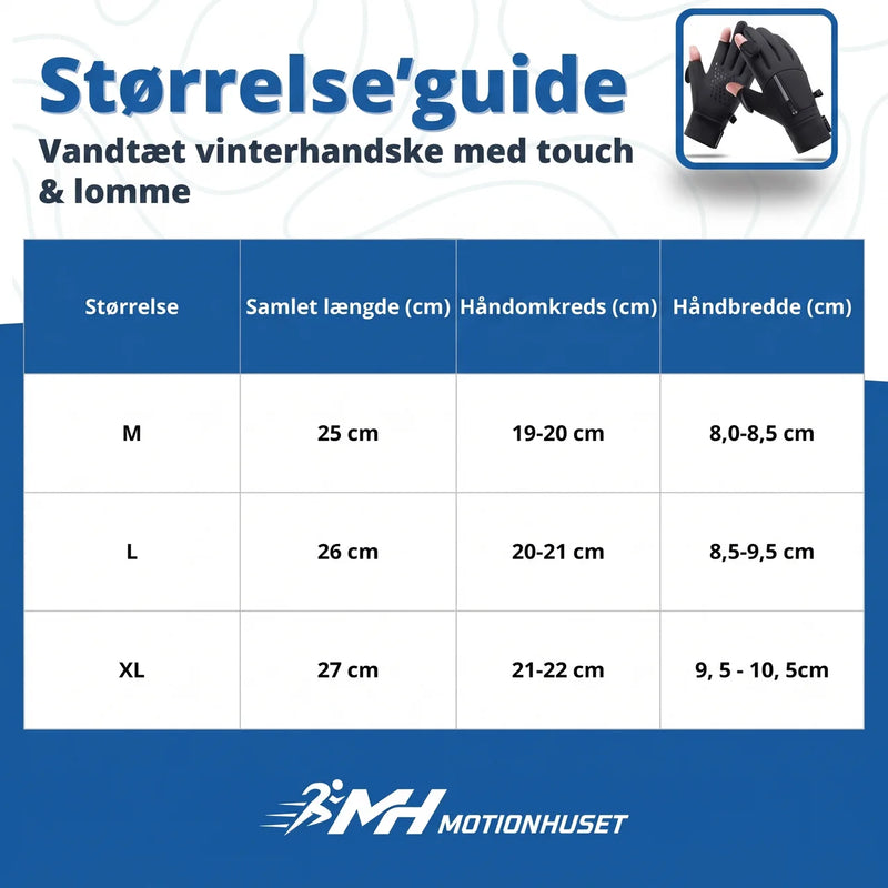 Vandtætte handsker med touch & ficka