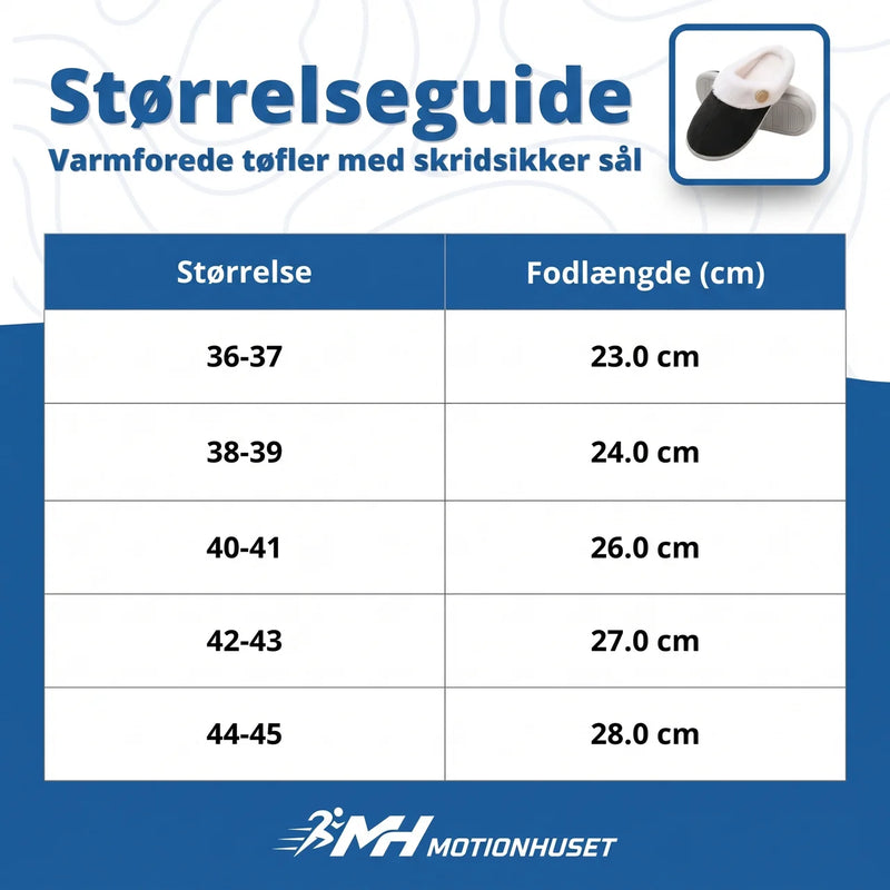 Varmfodrade tøfler med skridsikker sål